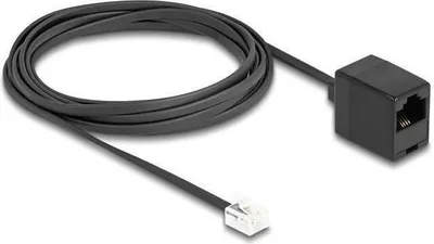 Produktbild von DeLOCK Telefonkabel RJ11 Stecker zu RJ45 Buchse schwarz 3 m, 3 m, RJ-11, RJ-45, Schwarz, Männlich, Weiblich