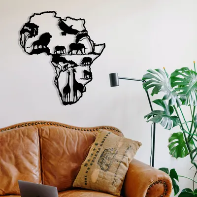 Produktbild von Wallity, African 2, Wanddeko, Schwarz, Metall, 52 x 57 cm