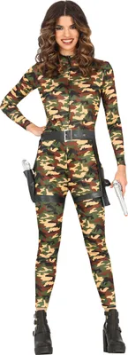 Immagine prodotto di Costume militare carnevale avventuriero mimetico uniforme militare donna costume intero, taglia: 42 - 44 (L) colore: verde