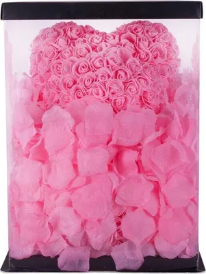 Produktbild von ROSENBÄR 40cm rosa Herz rot+VERPACKUNG