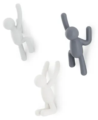 Image de Buddy Hooks – Crochets muraux décoratifs pour manteaux, écharpes, sacs, sacs à dos, serviettes, etc., lot de 3, gris