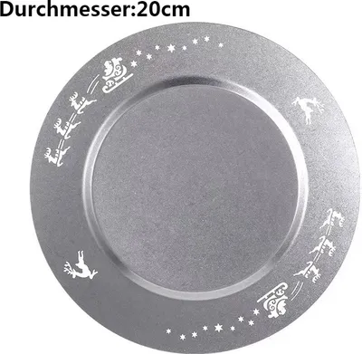Obrázok produktu pre Vianočný tanier Nerezový tanier na sušienky Adventná dekorácia Otec Vianoc Adventný tanier Opakovane použiteľný, 20 cm, strieborná sivá, nerezová oceľ