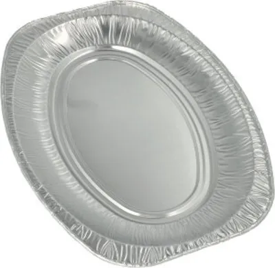 Produktbild von 3 Papstar Servierplatten, Alu oval 35 cm x 24,5 cm 10410
