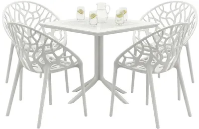 Image de Ensemble de mobilier de jardin Avara comprenant 4 chaises blanches