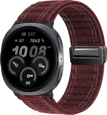Produktbild von Smartwatch Armband für Samsung Galaxy Watch8 40mm Nylon Textil Band Ersatzband Wechselband Magnetverschluss flexibel atmungsaktiv Rot Weinrot