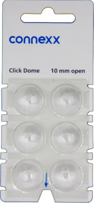 Produktbild von connexx Click Open 10 mm Domes 6er Blister Weiß Hörgeräteschirmchen Silikon 10426015