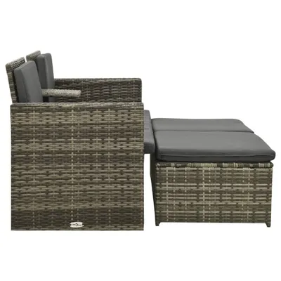 Obrázek produktu pro vidaXL 3dílná zahradní lounge souprava s polštáři Poly Rattan Grey