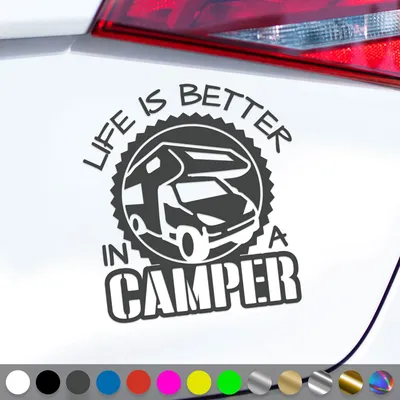 Produktbild von PantherPixel Wohnmobil Aufkleber Wohnwagen Bus Reise Besser Camping Sticker Auto Geschenkidee Farbe Dunkelgrau