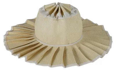 Produktbild von Damen-Strohhut mit Karomuster, Sommerhut, faltbar, breite Krempe, UV-Schutz, leicht, atmungsaktiv, Strandhut L