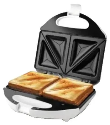 Imagen del producto de Máquina para hacer sándwiches eléctrica, con 2 compartimentos, superficie antiadherente, color , dimensiones: 24*24*11 cm
