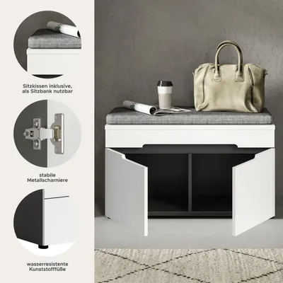 Immagine prodotto di xonox.home Panca Canu con cuscino di seduta (L/A/D: 80x45x37 cm) in riproduzione bianca