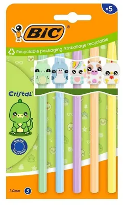 Image de Bic 303751 Stylo à bille BIC Cristal Pastel Figurines, blister de 5