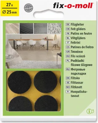 Product packaging for felt furniture gliders with a product image.