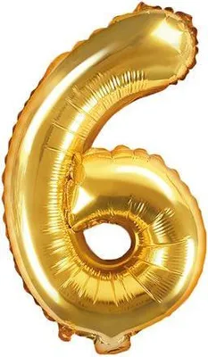 Produktbild von Folienballon Zahl "6" 35cm gold Metall 1 Stk.