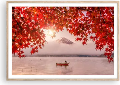 Produktbild von Gerahmtes Poster - Rahmen in heller Eiche - Vulkan See - 100x70 cm - Wand Bild - Wanddeko - Wandbilder - Kunstposter - Wandposter - Bilderrahmen - Bilder - Kunstdruck - Wandbild - P2NAA100x70-4107
