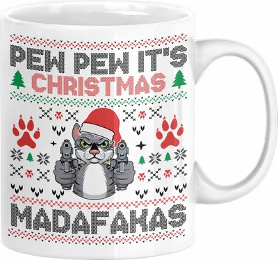 Produktbild von Lustige Tasse Weihnachten Pew Pew It's Christmas Madafakas Katzen Geschenkidee Liebhaber Besitzerin (Weiß)