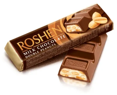 Produktbild von Roshen Milchschokoladenriegel mit Erdnusscreme und Erdnüssen 39 g