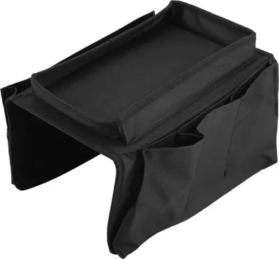 Produktbild von 1 Stück Sofa-Armlehnen-Aufbewahrungstasche für Fernbedienung und Getränkehalter (Schwarz), 19 cm