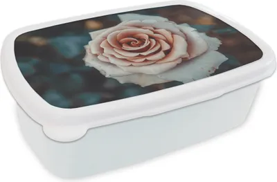 Produktbild von KitchenYeah® Lunchbox Brotzeit Brotdose 17x11 cm Blume - Weiß - Rosa Kinder Brotzeitdose - Lunch Box - Kinder - Sandwich-Box - Schulbox - Lunch Boxen