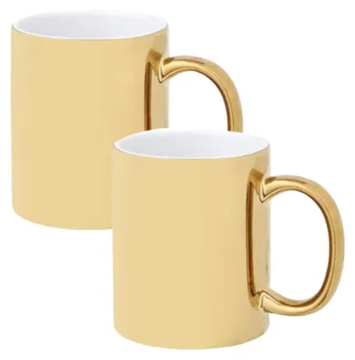 Produktbild von Plottermarie Sublimationsrohlinge Sublimations-Tassen für personalisierte Geschenkideen – Sublimationsrohlinge, Fotogeschenke, Personalisierung & DIY Glanz Tassen Subli Gold 2er Set