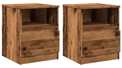 Immagine prodotto di Set di 2 comodini in legno effetto anticato con cassetto
