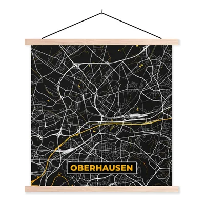 Produktbild von MuchoWow® Textilposter Oberhausen - Stadtplan - Karte - Gold - Deutschland 60x60 cm mit holzfarbenen Rahmen - Wanddekoration