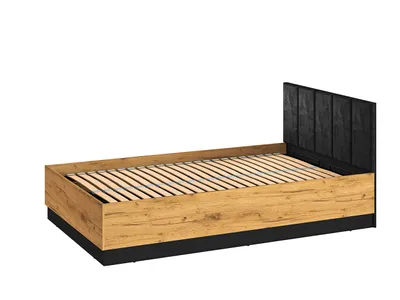 Produktbild von Einzelbett 120x200 SABEL mit Stauraum - Schwarz / Eiche Gold