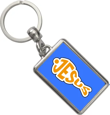 Produktbild von Jesus-Fisch Schlüsselanhänger in blau zur Konfirmation