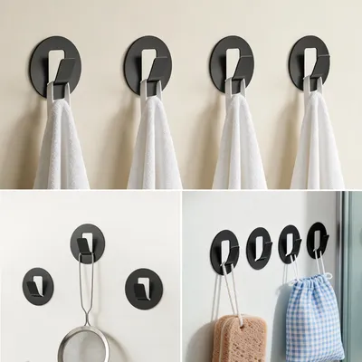 Produktbild von Mai & Mai Kleiderhaken 4 Stück Wandgarderobe Wandhaken aus Aluminiumlegierung Garderobenleiste Garderobenhaken 55mm Schwarz Stalo-16