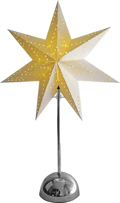 Produktbild von BEST SEASON LED-Standstern Cellcandle Metall/Papier Flocke 55x35cm Batterie Timer chrom/weiss