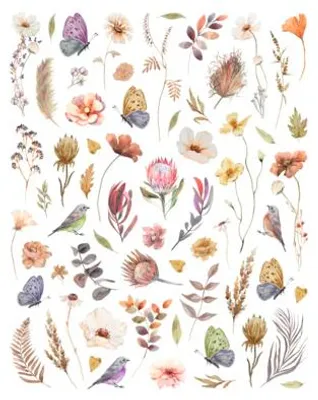Produktbild von Ministicker Boho Aquarell-Blumen 64-tlg.