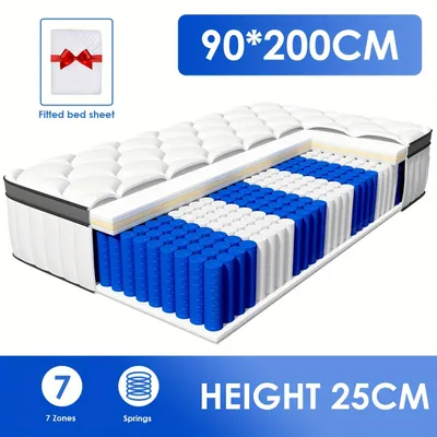 Imagen del producto de Colchón con 7 zonas de refuerzo, núcleo de muelles ensacados y viscoelástico, transpirable y ergonómico