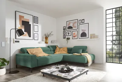 Produktbild von KAWOLA Sofa DELIA Ecksofa Feincord grün Recamiere rechts