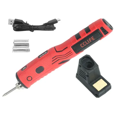 Produktbild von Lötkolben Set 8W Kabellos, mit Berührungssensor, 12s Vorheizung, max. 480°C, USB Wiederaufladbarer Lötkolben mit 1800mAh Akku, inkl. Lötstation (Basis