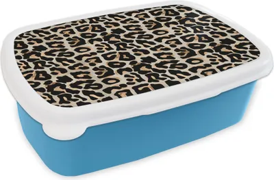 Produktbild von KitchenYeah® Lunchbox Brotzeit Brotdose 17x11 cm Tierprint - Panther - Schwarz - Luxus Kinder Brotzeitdose - Lunch - Kunststoff  - Brotbüchse - Sandwichbox - Lunchbox für Kinder