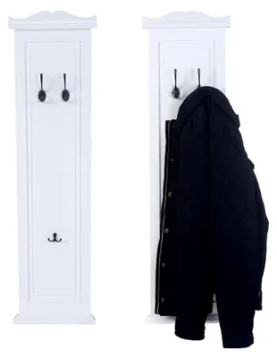 Produktbild von 2er-Set Wandgarderobe, Garderobenpaneel mit Wandhaken, Holz 109x28x4cm - weiß lackiert