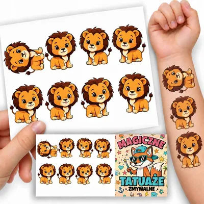Produktbild von Temporäre Tattoos für Kinder Kleine Löwenbabys 100x70 mm 027