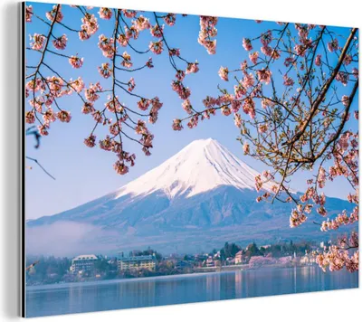 Produktbild von MuchoWow Wanddekoration Metall Metallbild Wandkunst 120x80 cm Blick auf den Berg Fuji im asiatischen Japan MuchoWow Aluminium Gemälde - Alu Bild