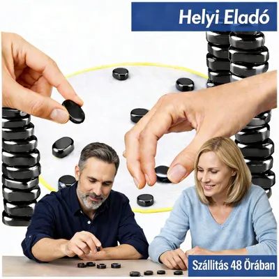 Produktbild von Magnetspiel Magnetsteine 30 Stück – magnetisches Schachspiel, Strategiespiel und Denkspiel für Kinder und Erwachsene, mit Schnur und Beutel