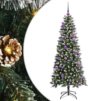 Image de vidaXL Sapin de Noël artificiel avec 150 LEDs avec support Vert 150 cm