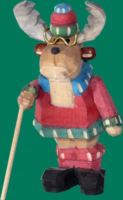 Produktbild von Holzfigur Elch Großvater geschnitzt Höhe 9cm NEU