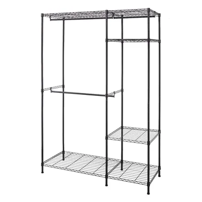 Zdjęcie produktu dla Wieszak na ubrania Edward 120 x 45 x 180 cm, otwarta szafa z indywidualnie regulowanymi półkami, 2 drążki na ubrania i 2 półki