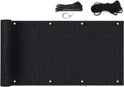 Immagine prodotto di Tenda da balcone, protezione dal vento e dai raggi UV, privacy al 100%, con passanti, fascette in nylon e corda, 90 x 400 cm, nera