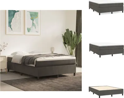 Produktbild von vidaXL Boxspringbett Dunkelgrau 140x190 cm Samt -  Betten & Bettgestelle