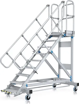 Produktbild von Zarges Plattformtreppe 45° mit Ergo-Stop, 600mm Stufenbreite 9 Stufen