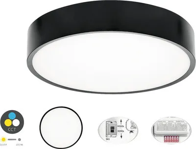 Produktbild von LED Außen-Deckenleuchte IP65 MARTIN 15W 1650lm 3000/4000K schwarz mit Bewegungssensor