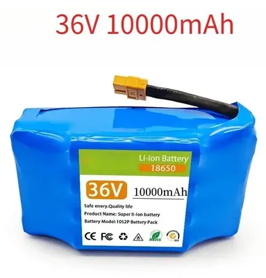 Zdjęcie produktu dla Zestaw akumulatorów 36 V 10 000 mAh – litowo-jonowe 18650 10s2P – zapasowy akumulator do hulajnóg elektrycznych, hoverboardów i monocykli – akumulator do pojazdów samobalansujących – 36 V 10 000 mAh