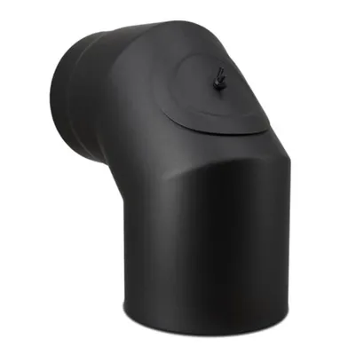 Produktbild von CONFUEGO Ofenrohr Bogen 90° mit Reinigungstür 2x abgewinkelt| Premium schwarz | ø 150 mm