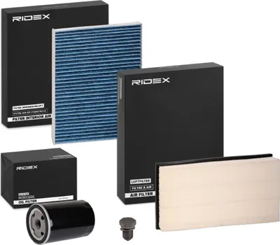 Produktbild von RIDEX Filterset Inspektionspaket Filtersatz für VW Golf IV Schrägheck (1J1) Golf V Schrägheck (1K1) Golf IV Variant (1J5) für AUDI A3 Schrägheck (8L1)
