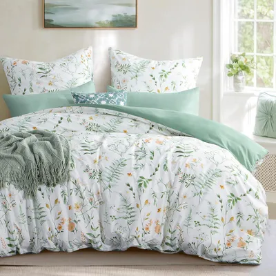 Produktbild von 3-teiliges Bettwäsche Set 200 x 220 cm mit Blumenmuster und 2 Kissenbezügen